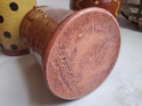 Slip-Decorated Redware Mug with Feather Motif