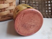 Redware Soap or Lotion Dispenser Bottle, Large Size with Black Dots