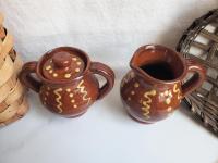 Sugar and Creamer Set with Squiggles and Dots Pattern
