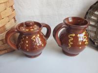 Sugar and Creamer Set with Squiggles and Dots Pattern