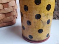 Redware Soap or Lotion Dispenser Bottle, Large Size with Black Dots