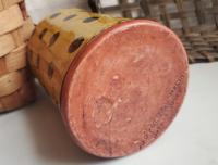 Redware Soap or Lotion Dispenser Bottle, Large Size with Black Dots