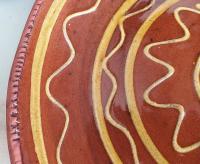 Redware Platter, Charger with Slip-Decorated Traditional Pattern