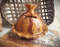 Redware Bank, One-of-a-Kind with Sgrafitto Pattern