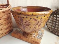 Redware Fruit Bowl with Sgraffito Pattern