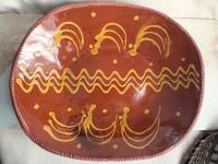 Redware Deep Trencher with Slip Pattern