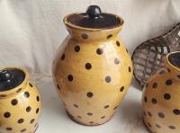 Redware 10.50 inch Jar with Black Dots, Wheel Thrown Pottery