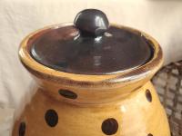 Redware 10.50 inch Jar with Black Dots, Wheel Thrown Pottery