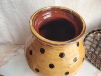 Redware 10.50 inch Jar with Black Dots, Wheel Thrown Pottery