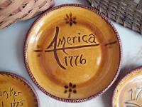 Redware 9 in. Plate, "America 1776"