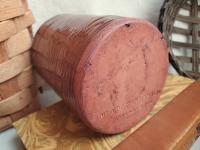 Redware Soap Dispenser, Antiqued, Incised Pattern