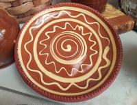 Redware 7 in. Plate, Slipware Pattern