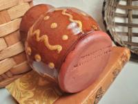 Redware Mug with Squiggles and Dots Pattern