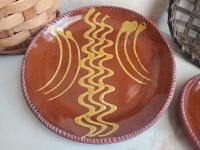 Slip-Decorated Redware 9 in. Plate with Traditional Motif