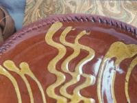  Slip-Decorated Redware 9 in. Plate with Traditional Motif