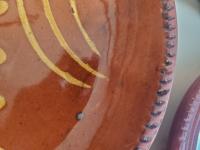  Slip-Decorated Redware 9 in. Plate with Traditional Motif