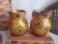 Handmade Redware Mugs (2) with Black Dots