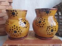 Handmade Redware Mugs (2) with Black Dots