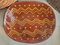 Redware Deep Trencher with Slip Pattern