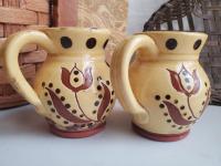 Sgraffito Decorated Redware Mugs (2)
