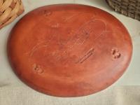 Redware Oval Platter with "Wave" Motif