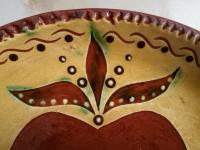 Custom Order Kulina Folk Art Redware 11 in. Plate, Heart, Tulips and Leaves