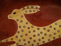 Custom Order Kulina Folk Art Redware Trencher with Leaping Hare Motif