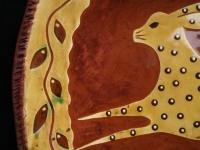 Custom Order Kulina Folk Art Redware Trencher with Leaping Hare Motif