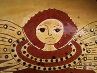 Custom Order Kulina Folk Art Redware Oval Platter with Angel with Wings Motif
