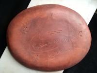 Custom Order Kulina Folk Art Redware Oval Platter, Doves and Trees Sgraffito Motif