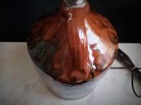 Redware Lamp with Black Drip Accents and Lead-Free Glaze