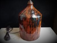 Redware Lamp with Black Drip Accents and Lead-Free Glaze