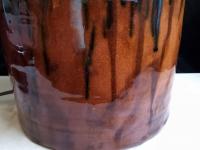 Redware Lamp with Black Drip Accents and Lead-Free Glaze