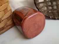 Redware Bottle and Stopper with Black Motif and Square Bottom