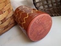 Large Redware Soap or Lotion Dispenser Bottle with Squiggles, One-of-a-Kind
