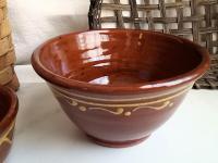 Redware Nesting Bowls (2), Unique Patterns, Antique Finish