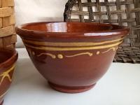 Redware Nesting Bowls (2), Unique Patterns, Antique Finish