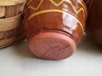 Redware Nesting Bowls (2), Unique Patterns, Antique Finish