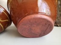 Redware Nesting Bowls (2), Unique Patterns, Antique Finish