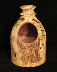 Redware Salt Cellar Sgraffio Decorated with Salt Saying by Pied Potter Hamelin