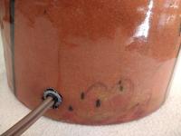 Redware Lamp with Black Overglaze and Lead-Free Glaze