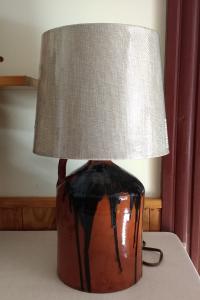 Redware Lamp with Black Overglaze and Lead-Free Glaze