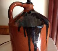 Redware Lamp with Black Overglaze and Lead-Free Glaze