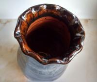 Unique Handcrafted Redware Vase with Gray Drips: Wheel-thrown by Rick of Pied Potter Hamelin