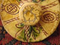 Redware 9.50 in Sgraffito Jar with Owl, Sun and Tulip Decoration