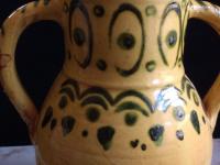 Redware Vase Decorated with a Green Stamped Pattern