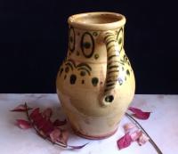 Redware Vase Decorated with a Green Stamped Pattern Pied Potter Hamelin