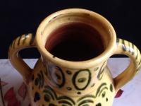 Redware Vase Decorated with a Green Stamped Pattern
