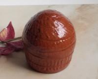Bee Skep Redware Bank with Impressed Texture (a)