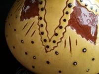 Redware Table Lamp with Sgraffito Angel with Wings Motif